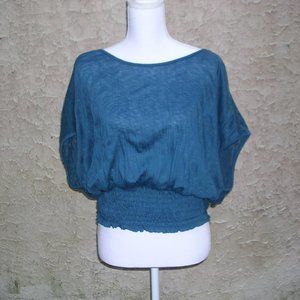 Free People Turquoise Crinkle Top